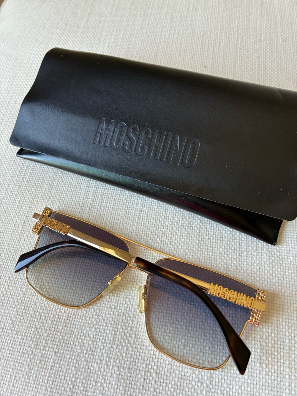 Moschino Gold Geometric Sunglasses | Original Case - Picture 2 of 9
